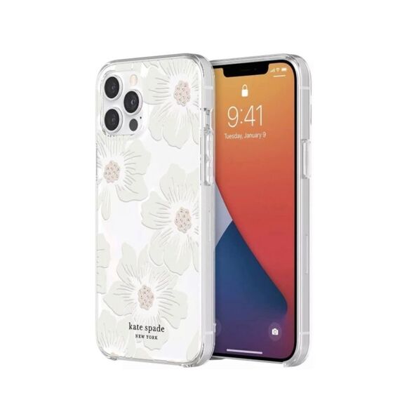 kate spade Case for iPhone 12 Pro Max - Hollyhock Floral Clear/Cream with Stones - Picture 3 of 6